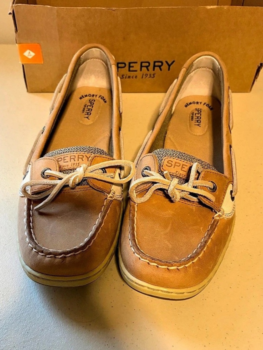 NIB Sperry Angelfish Linen/Oat Boat Shoes Brown & Tan US 11 M